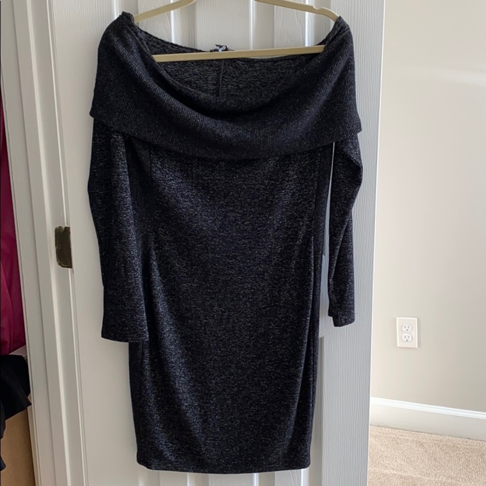 Express grey off the shoulder sweater dress